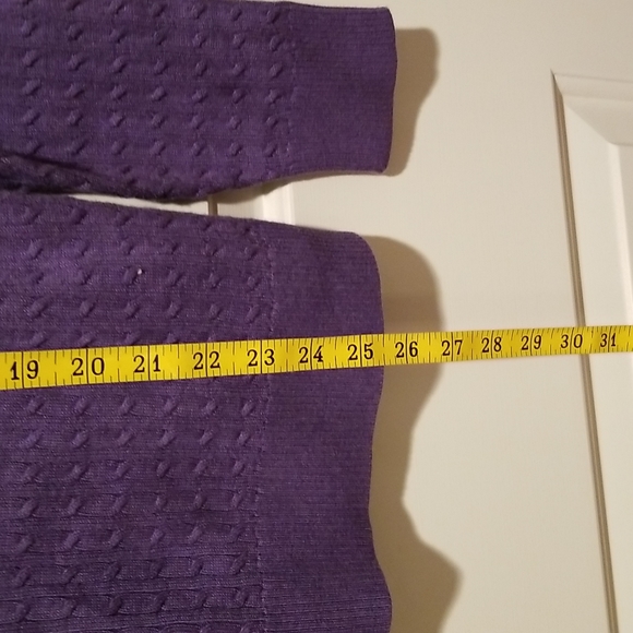 NWOT Lands End size M purple cotton cable knit turtleneck sweater, 17 In Across - Picture 5 of 7